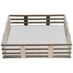 1970s American Chrome and Mirror Tray in the Style of Willy Rizzo