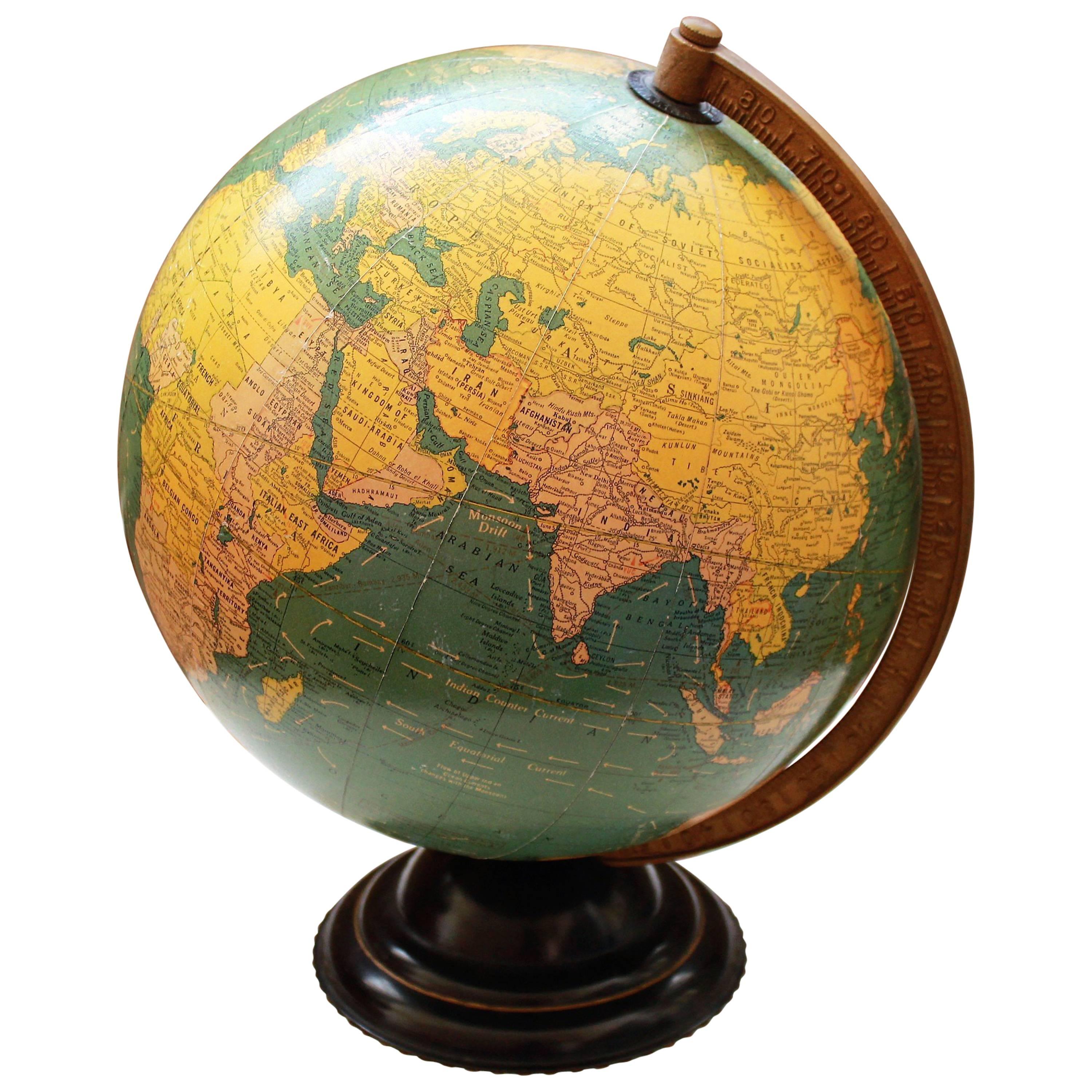 George F Cram Terrestrial Glass Illuminated Globe For Sale