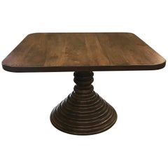 Dos Gallos Custom Walnut Square Top Pedestal Table