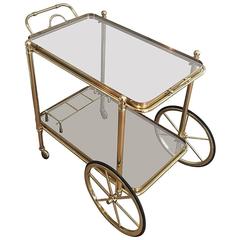 French Brass Bar Cart with Removable Trays