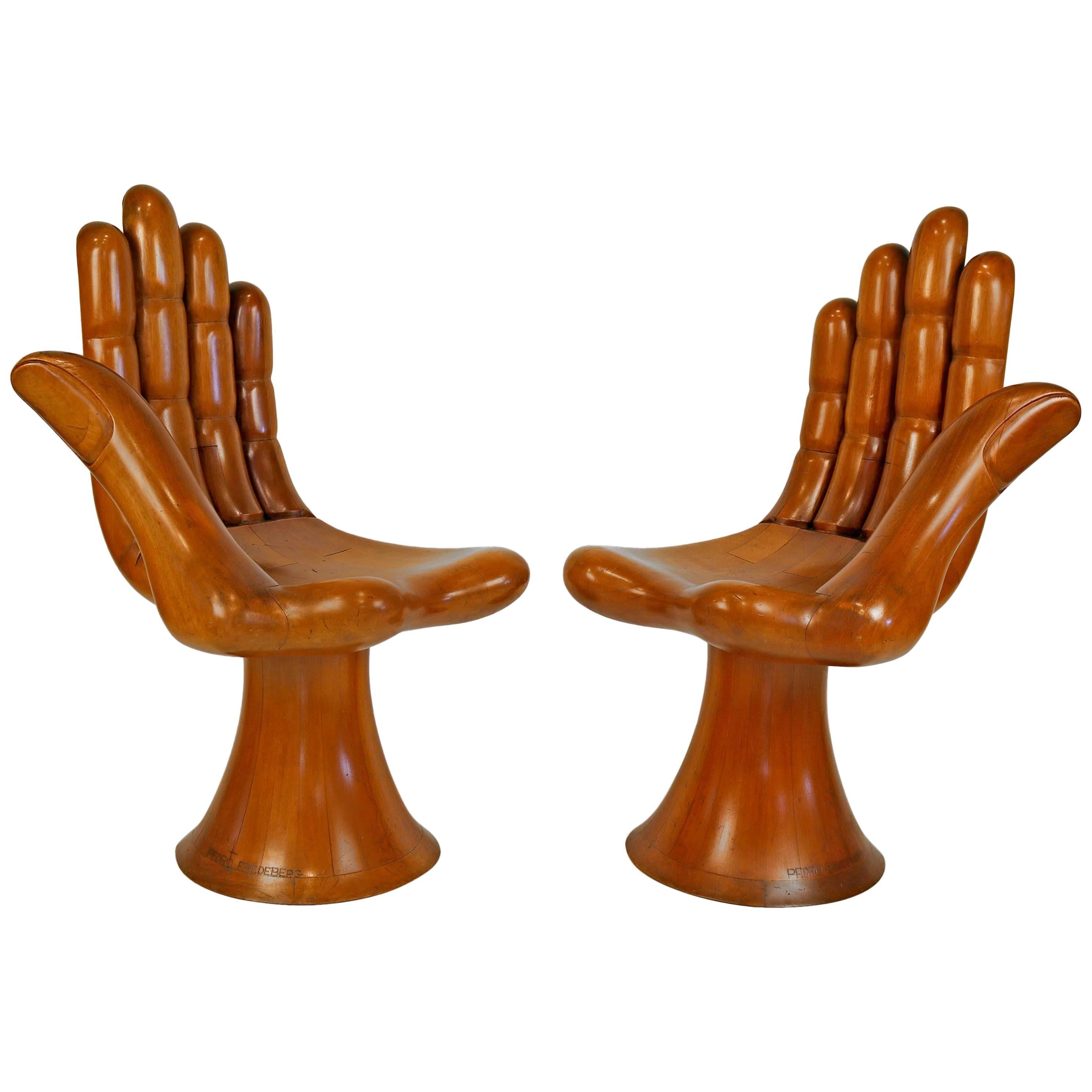 Pedro Friedeberg Natural Mahogany Right and Left Pair of Hand Chairs, Settee 