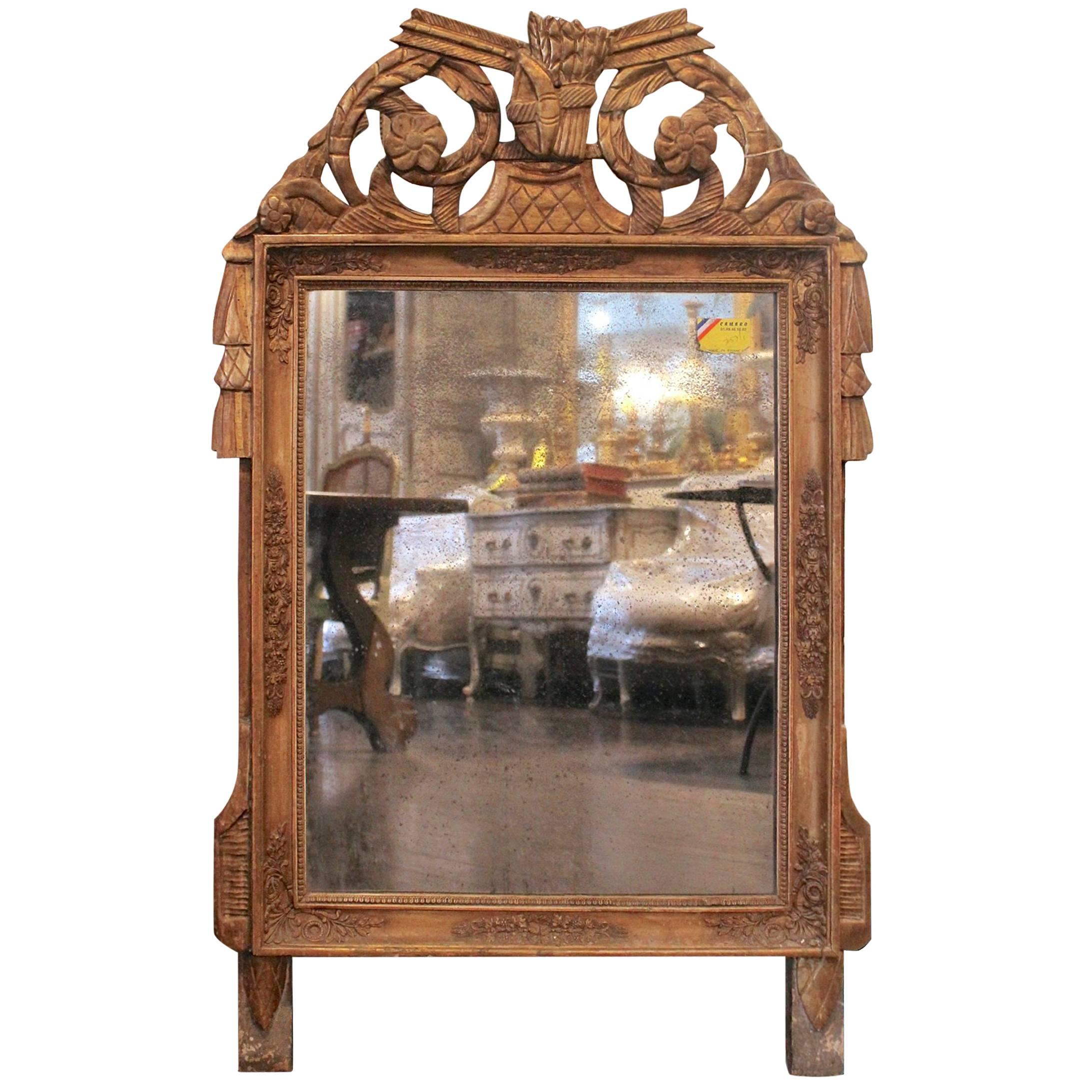 Antique French Early 19th Century Period Restoration I Gilded Mirror For Sale