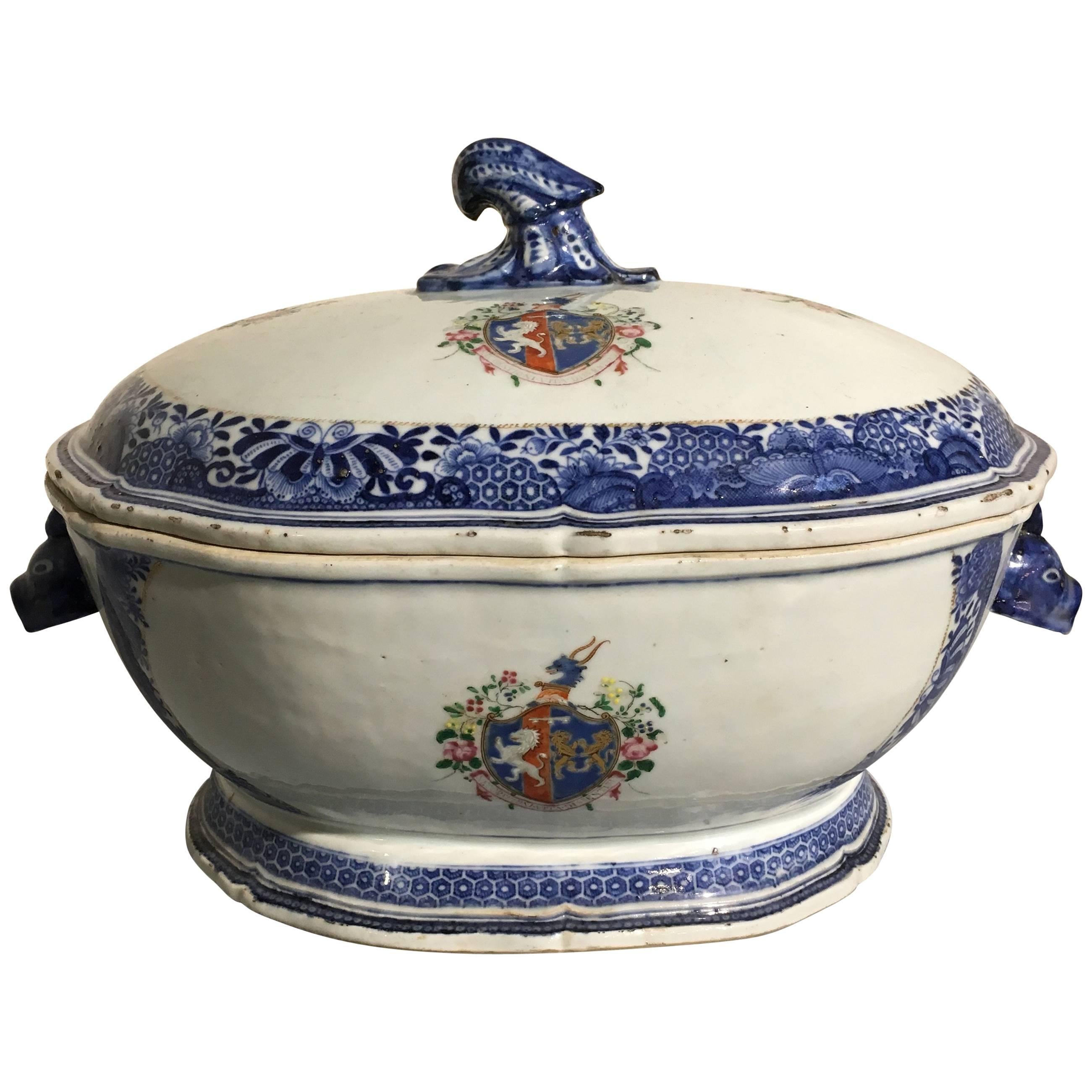 18th Century Chinese Export Porcelain Armorial Tureen