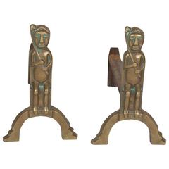 Pair of Cast Bronze Andirons, French, 1950s 4