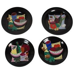 Set of Four Still-Life Plates by Colette Gueden for Primavera