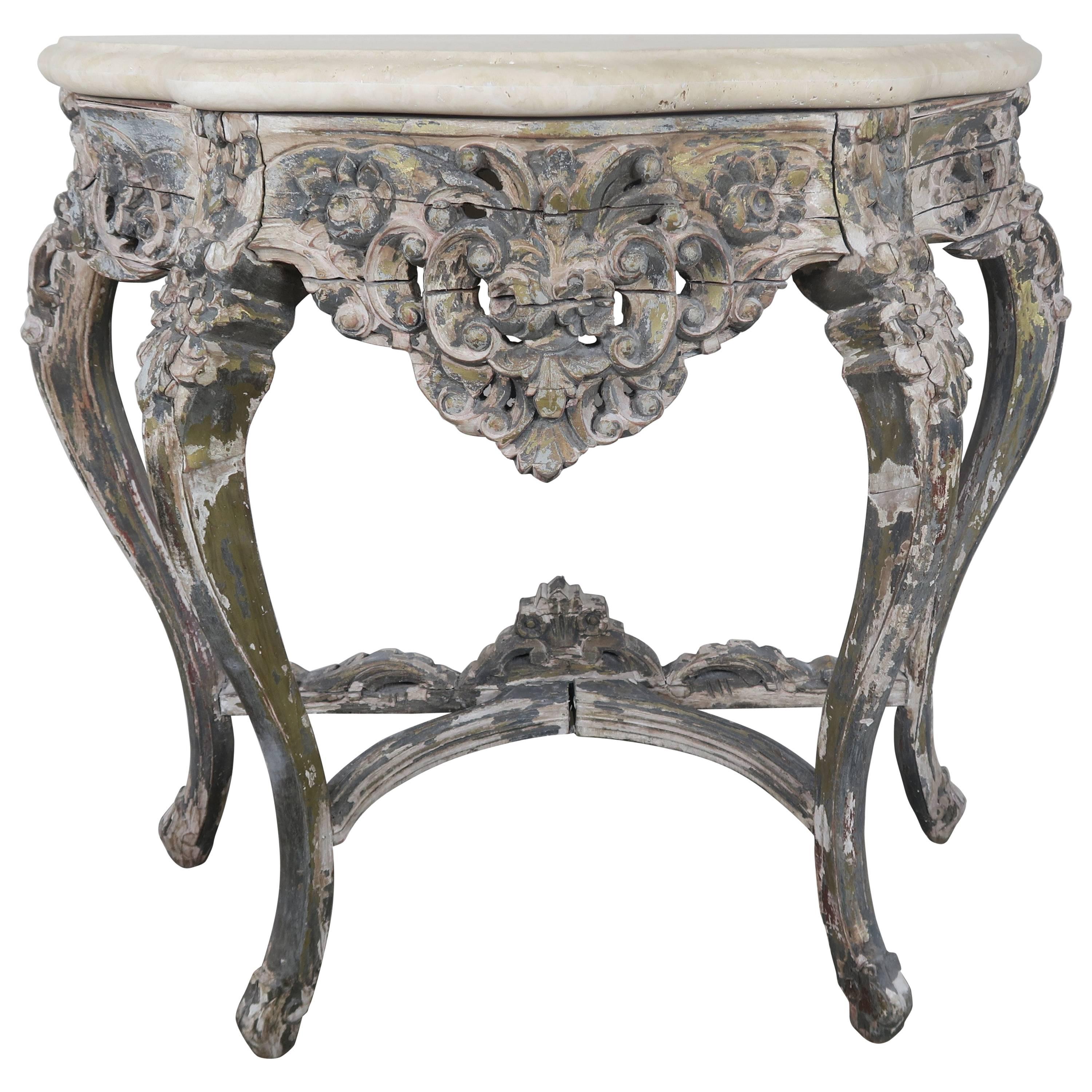 French Painted Console with Stone Top