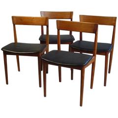 1960s Henry Rosengren Hansen Model 39 Teak Dining Chairs in Teak and Leather