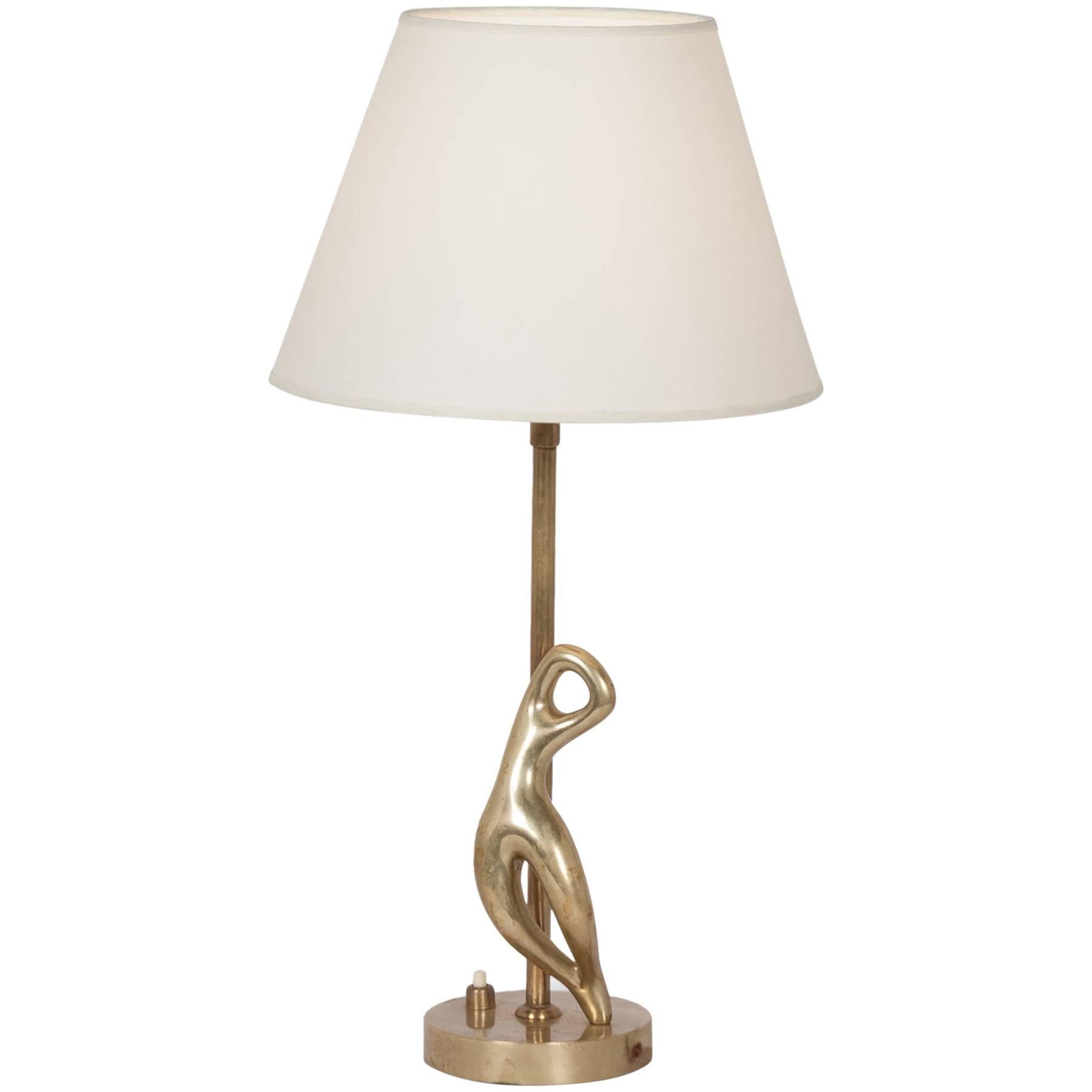 Abstract Bronze Figure Table Lamp, 1950s, by Ricardo Scarpa For Sale