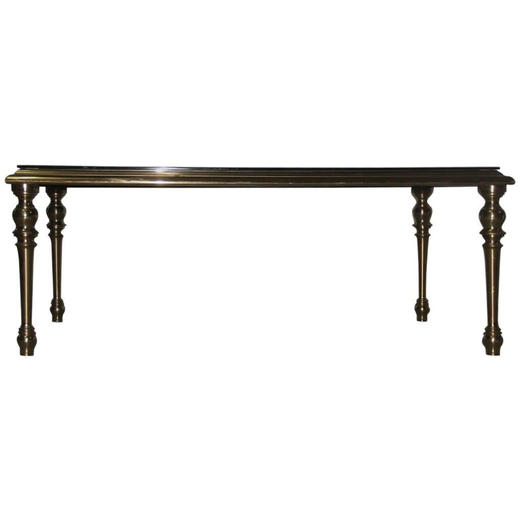 Brass and Crystal Table Attributed to Maison Jansen, Paris, 1970s For Sale