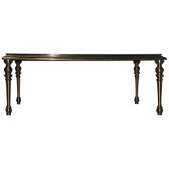 Brass and Crystal Table Attributed to Maison Jansen, Paris, 1970s