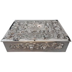 Used 20th Century Italian Solid Silver Table SHIP Box embossed completely by hand