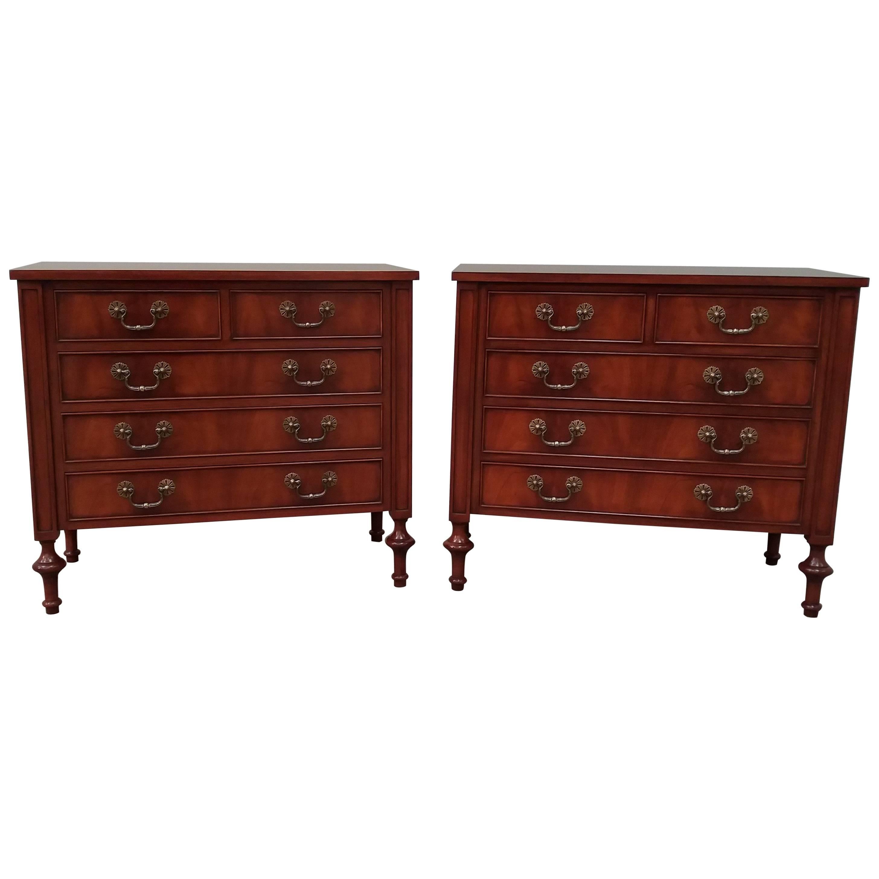 Arthur Brett Mahogany Bedside Chest of Five Drawers For Sale