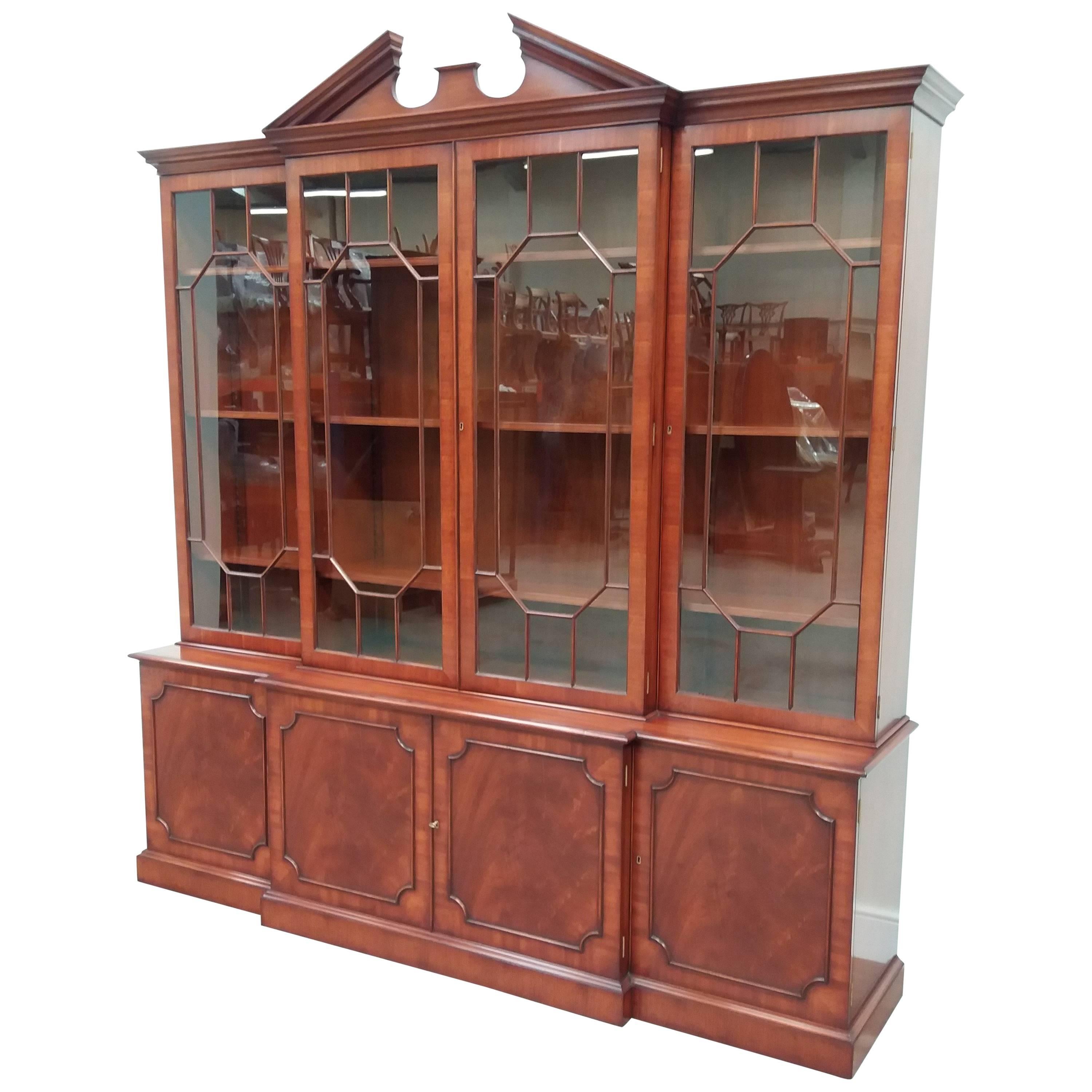 Arthur Brett Mahogany Four-Door George III-style Breakfront Bookcase  For Sale