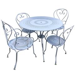 French Wrought Iron Five Piece Garden Dining Set with Round Table 11