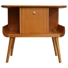 Swedish Mid-Century Golden Elm Side Table with Door 6