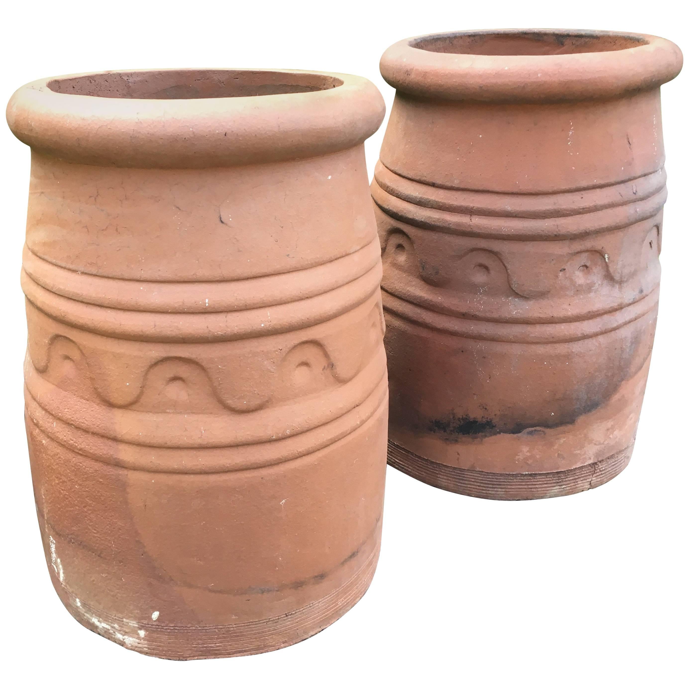 Pair of English Arts and Crafts Terracotta Chimney Pots or Planters