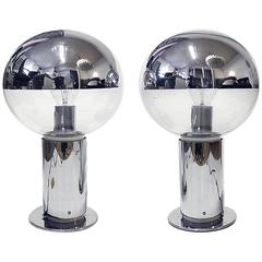 Pair of Mirror Glass and Chrome Table Lamps by Motoko Ishii for Staff 10