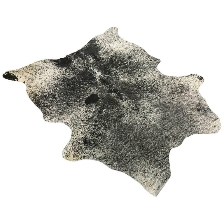 Black and White Speckled Cowhide Rug For Sale at 1stdibs