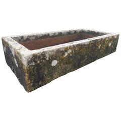 Antique Magnificent Large French Carved Stone Rectangular Trough