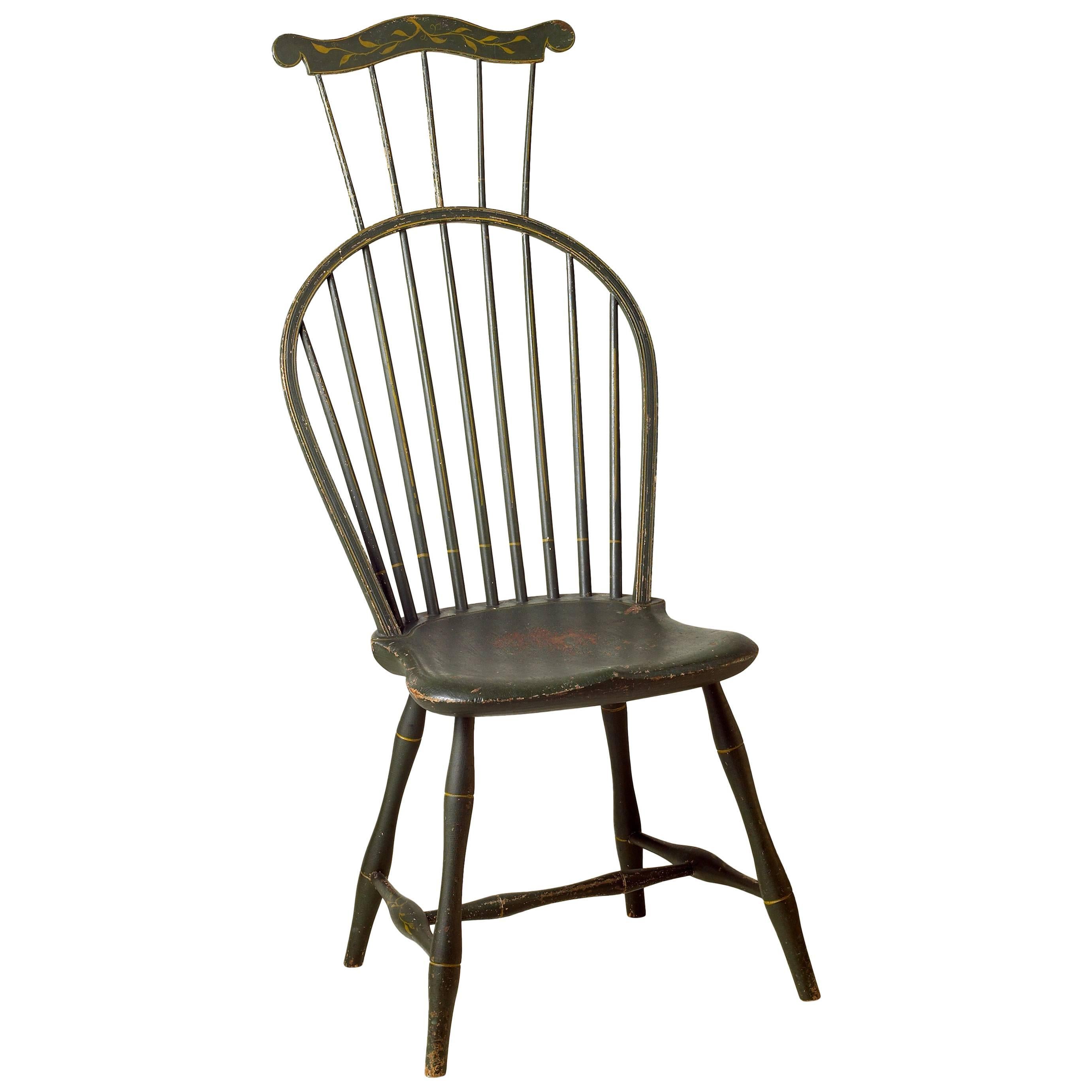 Green-Painted Comb-Back Windsor Side Chair For Sale