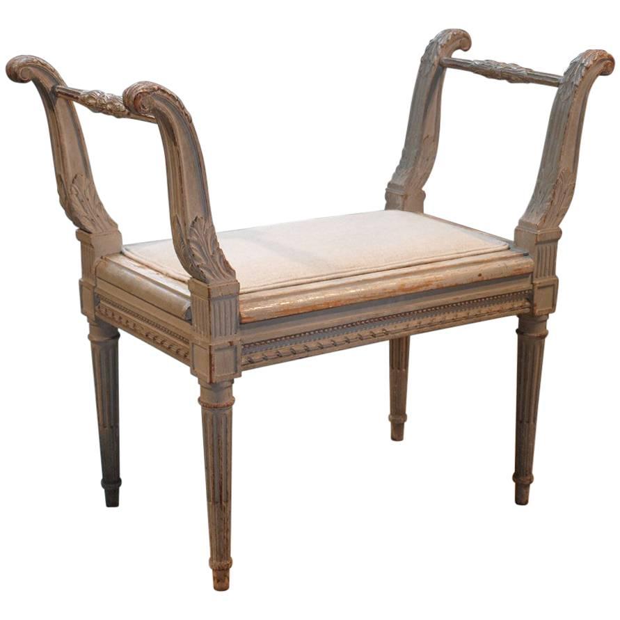 French Louis XVI Style Banquette in Painted Wood
