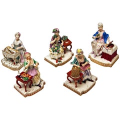 Antique Meissen Rare Complete Series of Five Senses by Schoenheit Models E 1-5