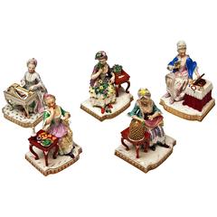 Meissen Rare Complete Series of Five Senses by Schoenheit Models E 1-5 2