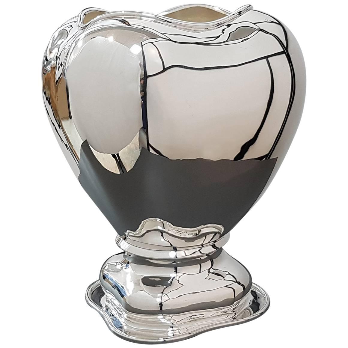 20th Century Italian Sterling Silver Vase gorgeous Italian craftsmanship