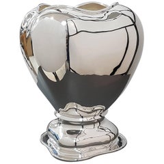 Vase italien en argent sterling du 20ème siècle, magnifique pièce de savoir-faire italien