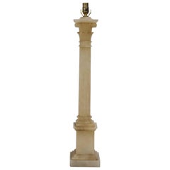 Vintage Tall Column Lamp in Rare Alabaster