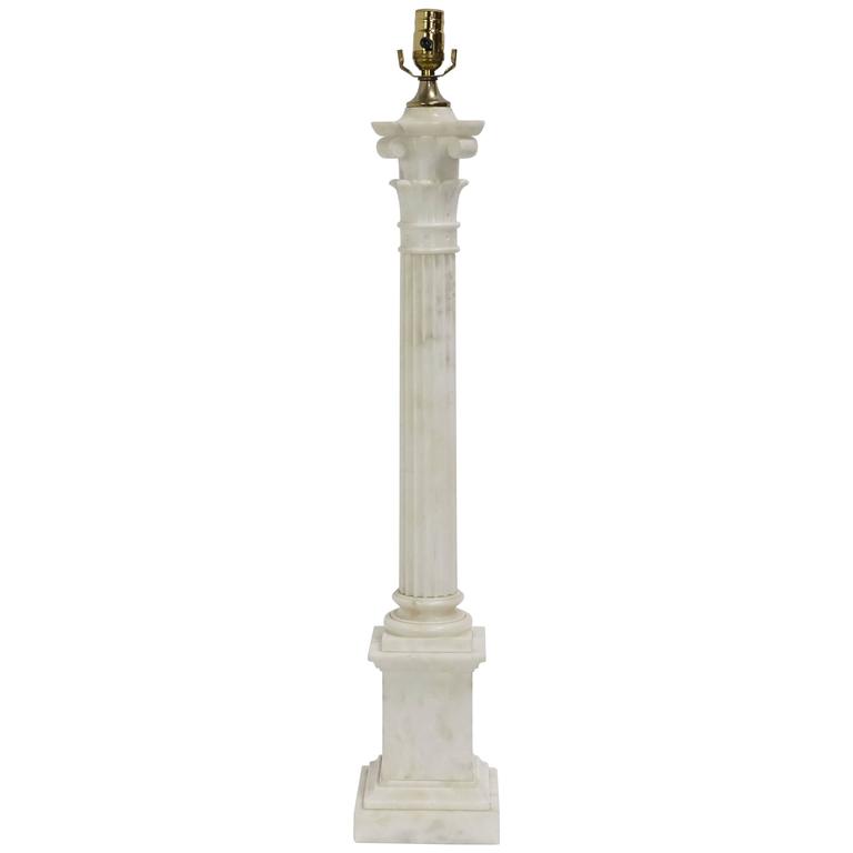 Tall Column Lamp In Rare Alabaster For At 1stdibs Tall White Column Alabaster Table Lamp