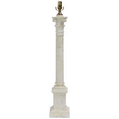 Tall White Column Alabaster Table Lamp 2