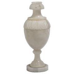 Alabaster Urn Lamp with Floral Motif