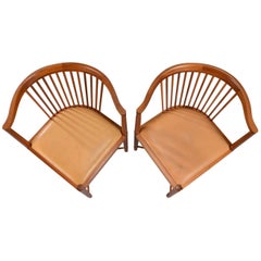 Vintage Pair of Børge Mogensen Mahogany King of Diamonds chairs for Søborg Møbelfabrik