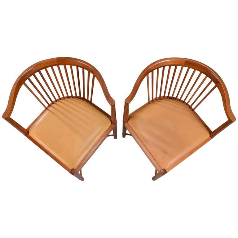 Pair of Børge Mogensen Mahogany King of Diamonds chairs for Søborg 