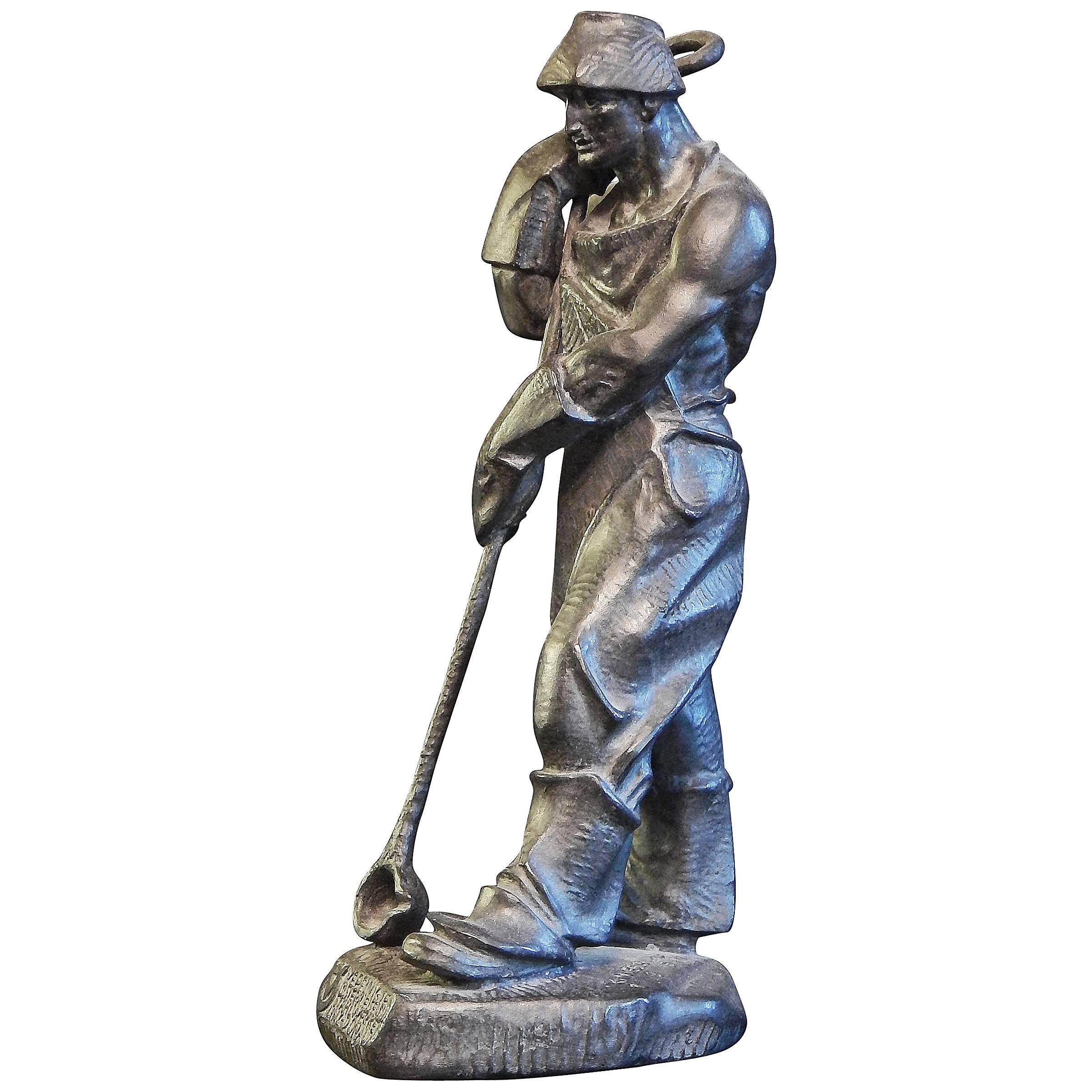 "Steelworker" Rare Late Art Deco Sculpture of Worker, 1950s, Austria