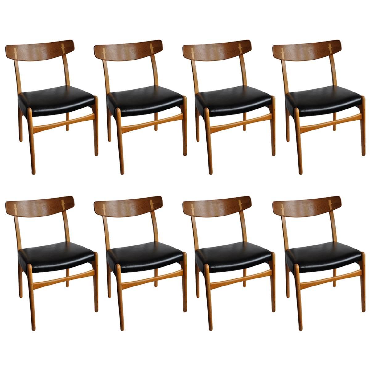 Set of Eight, Early Hans Wegner Ch23 Chairs