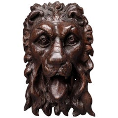 Superb Elizabeth I Carved Oak Lion Mask Mount