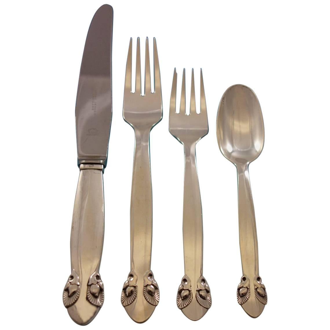 Juego de Cubiertos de Plata de Ley Agridulce de Georg Jensen Servicio de Cena de 53 Piezas