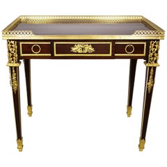 French 19th-20th Century Louis XVI Style Mahogany and Gilt-Bronze Mounted Table