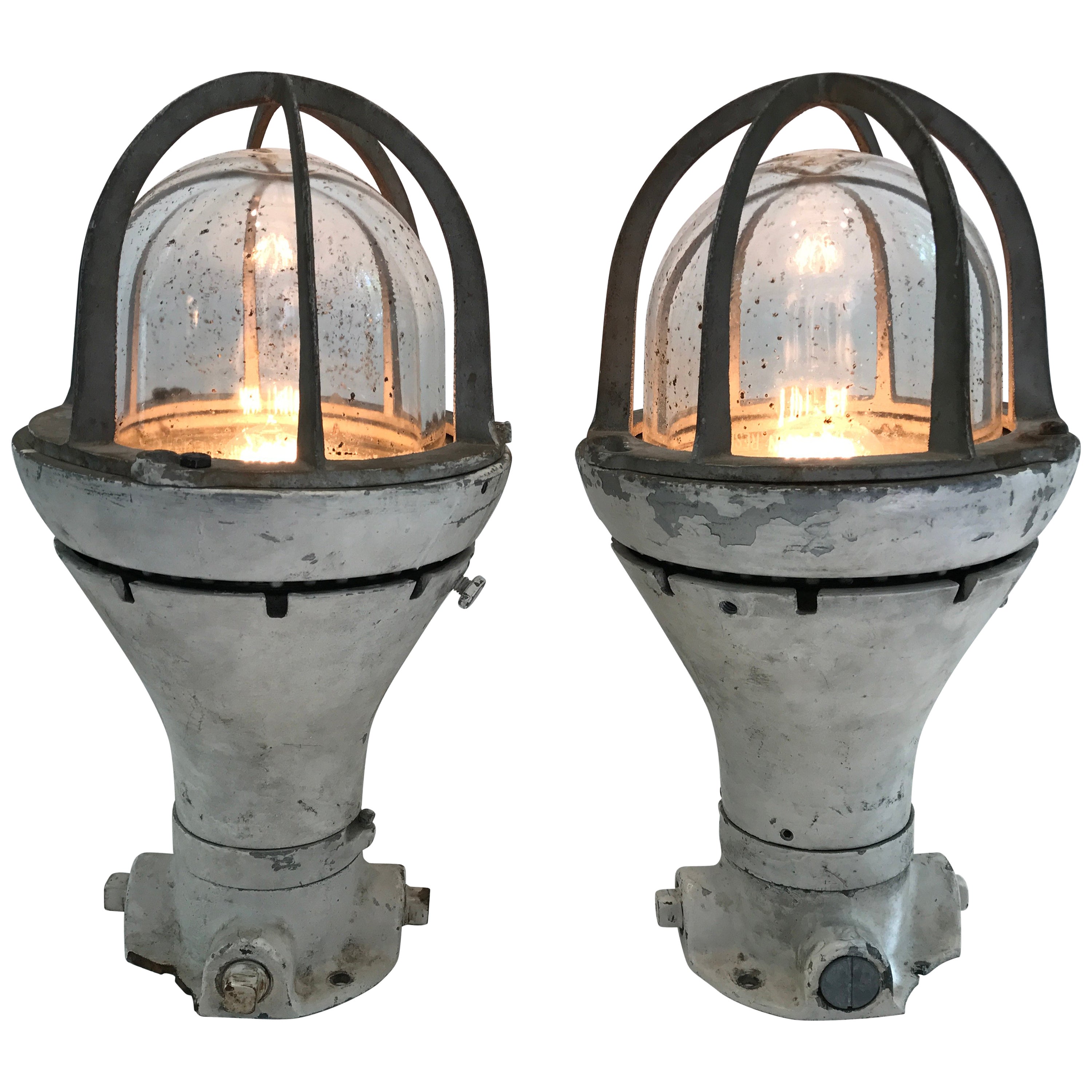 Pair of Nautical Antique Brass Table Lamps at 1stDibs