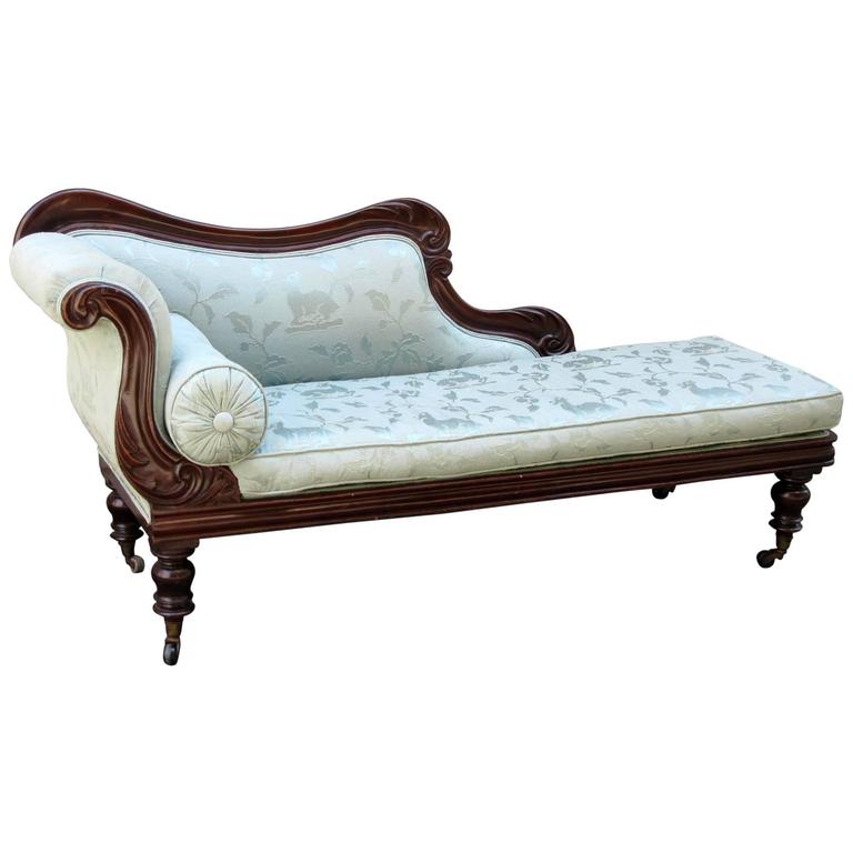 19th Century West Indies Jamaican Regency Mahogany Upholstered Recamier