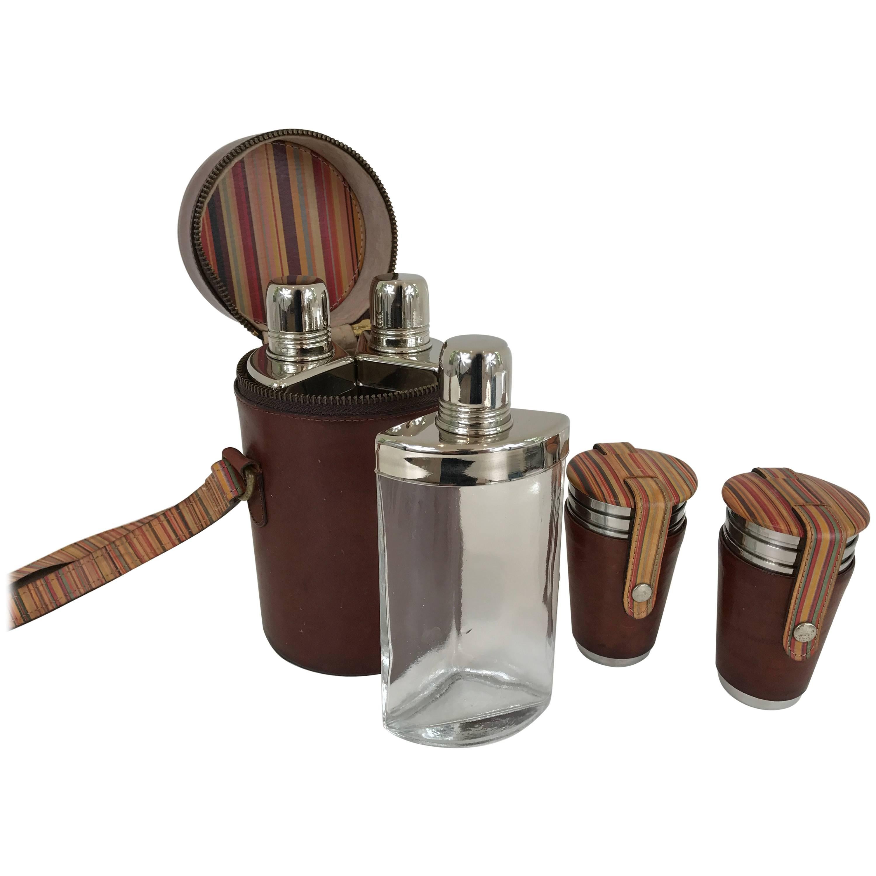 Limited Edition Paul Smith Traveling Flask Set and Julep Cups