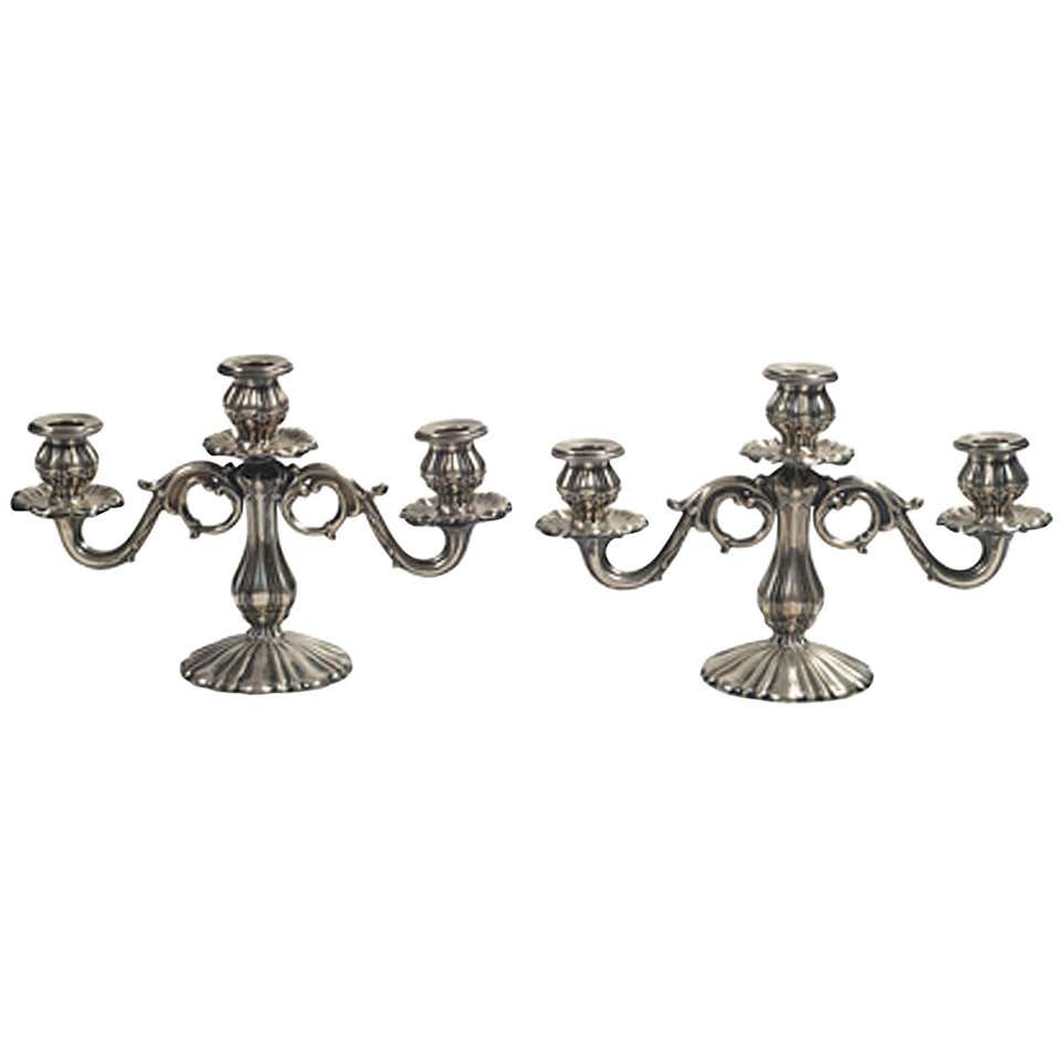 Pair of Large French Rococo Style Italian Pillar Candlesticks For Sale ...