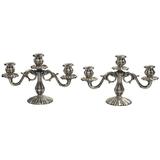 Pair of Italian Rococo Style Silver Candelabra