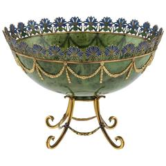 Russian Style 18-Karat Gold, Nephrite, Diamonds, Rubies and Bowl, circa 1980