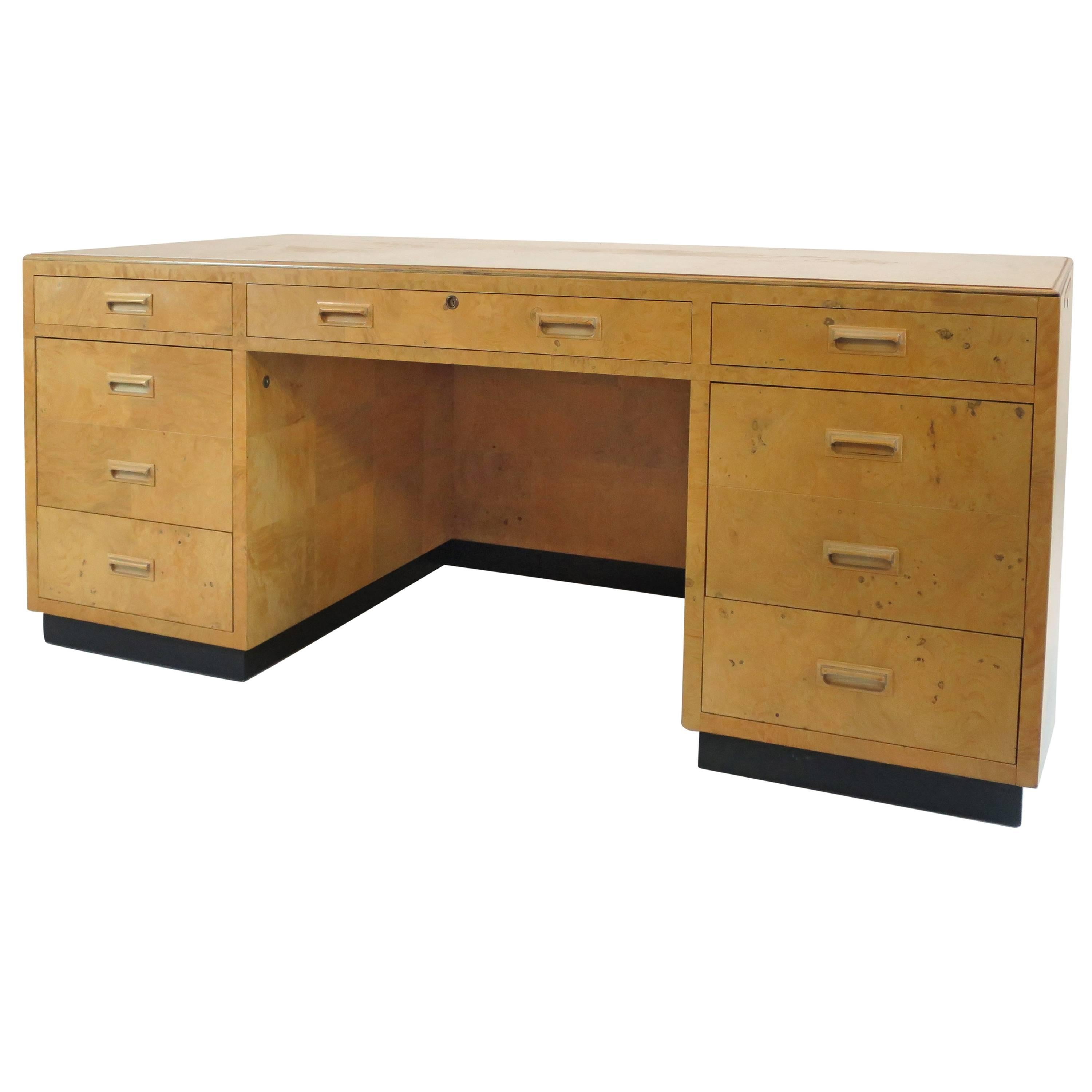 Henredon Scene Two Executive Desk in Burl Wood For Sale
