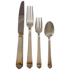 Aria Gold by Christofle France Silver Plate Flatware Set 12 Service 141 Pcs New