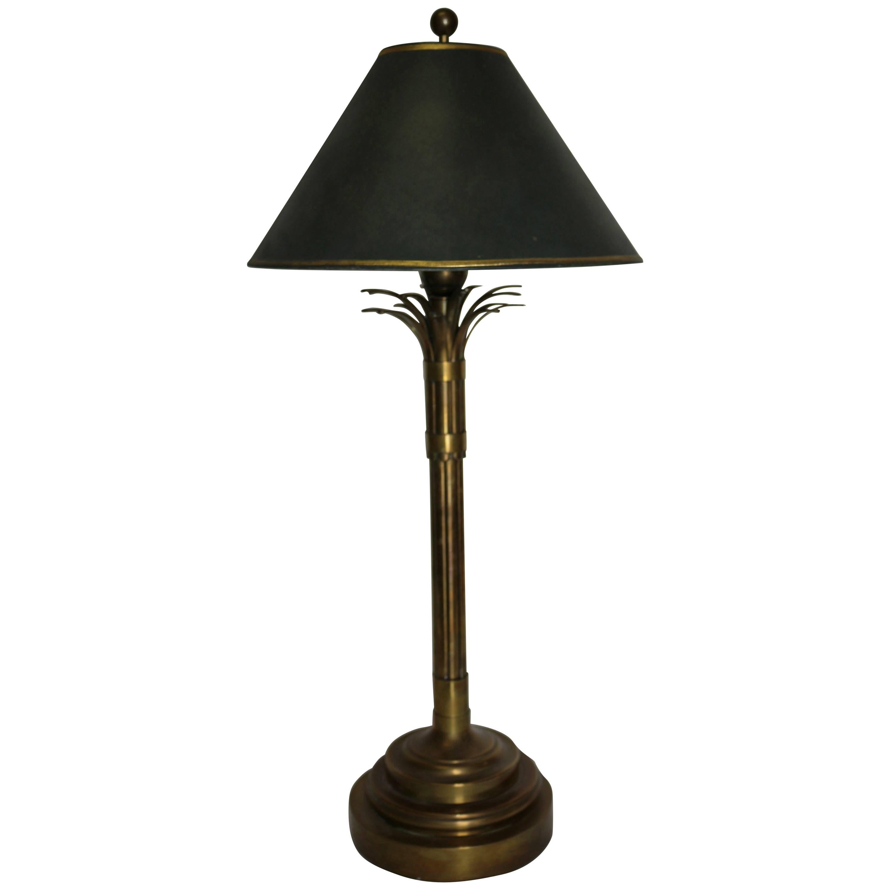 Mid-Century, Modern Brass Stylized Palm Tree Table Lamp For Sale