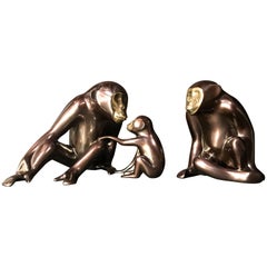 Loet Vanderveen Bronze Chimpanzee Sculptures